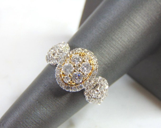 Womens 14K Yellow & White Gold Diamond Ring 5.6g E1256