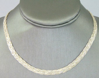 ヴィンテージ イタリア製 925シルバー 編み込み ヘリンボーン