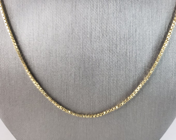 Womens Vintage Estate Fine 18K Yellow Gold Box Link Necklace 7.0g E2947