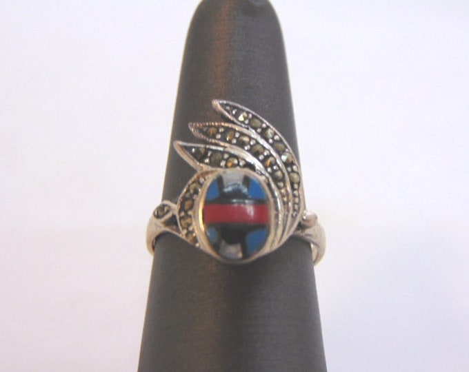 Womens Vintage Estate Sterling Silver Southwestern, Native American Zuni Ring 4.0g E1584