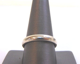 Mens Vintage Estate  14K White Gold Wedding Band Ring 6.7g E2406