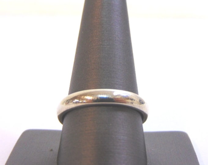 Mens Vintage Estate  14K White Gold Wedding Band Ring 6.7g E2406
