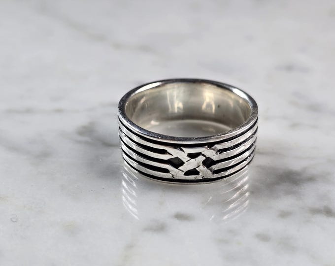 Mens Vintage Estate Sterling Silver Irish Celtic Eternity Knot Ring 7.0g E7336