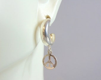 Womens Vintage Estate Sterling Silver Peace Earrings 1.7g E5948