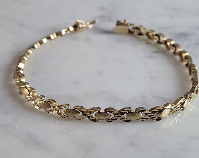 Womens Vintage Estate 14K Yellow Gold Chain Bracelet 7.6g E6390