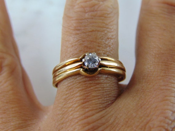 Womens Vintage Estate 14k Gold Solitaire Diamond … - image 5