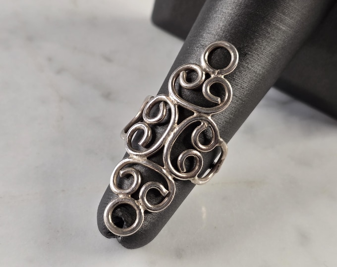 Womens Vintage Estate Sterling Silver Modernist Ring 3.4g E4562