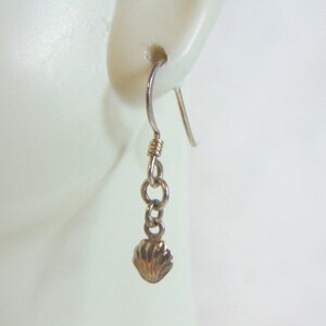 Womens Vintage Estate Sterling Silver Seashell Dangle Earrings 0.9g E5392