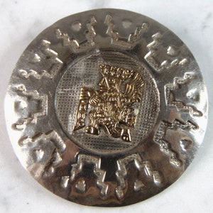 Spilla Inca Maya vintage da donna in argento sterling e oro 18k, 12,0 g E5383