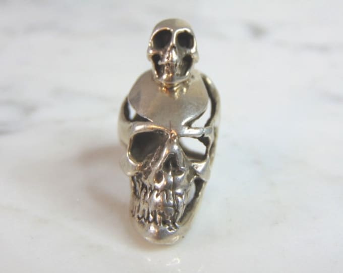 Mens Vintage Estate Sterling Silver Skull Pendant 16g E5967