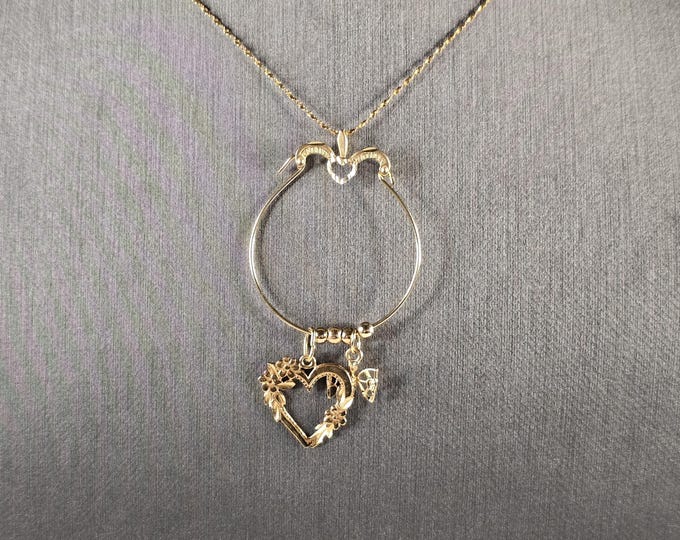 Womens Vintage Estate 14K Yellow Gold Heart Charm Pendant Necklace 3.0g E4395