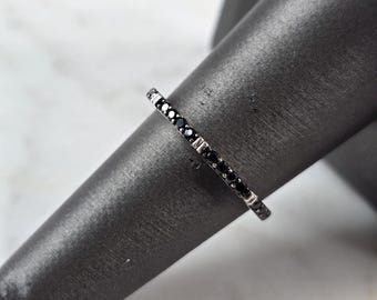 Womens Vintage Estate Sterling Silver Black Diamond ? Modernist Ring 1.4g #E7267