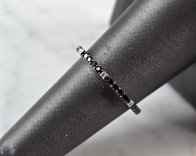 Womens Vintage Estate Sterling Silver Black Diamond ? Modernist Ring 1.4g #E7267