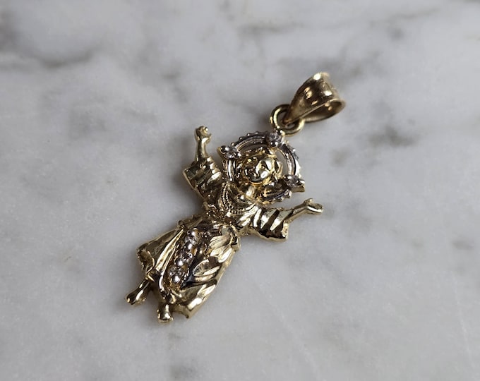 Vintage Estate 14K Mixed Gold Religious Catholic Mary Pendant 1.6g #E6913