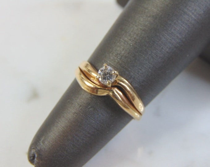 Womens Vintage Estate 14K Yellow Gold Solitaire Diamond Engagement Ring, 2.2g E3235