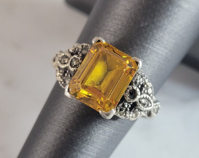 Womens Vintage Estate Sterling Silver Beryl Colored Stone Ring 5.3g #E6727