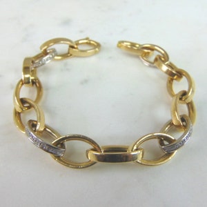 Womens Vintage Estate 14K Gold Diamond Italian Bracelet 21.9g E5963