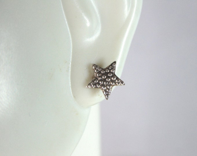Womens Vintage Estate Sterling Silver Star Earrings 0.5g E6369
