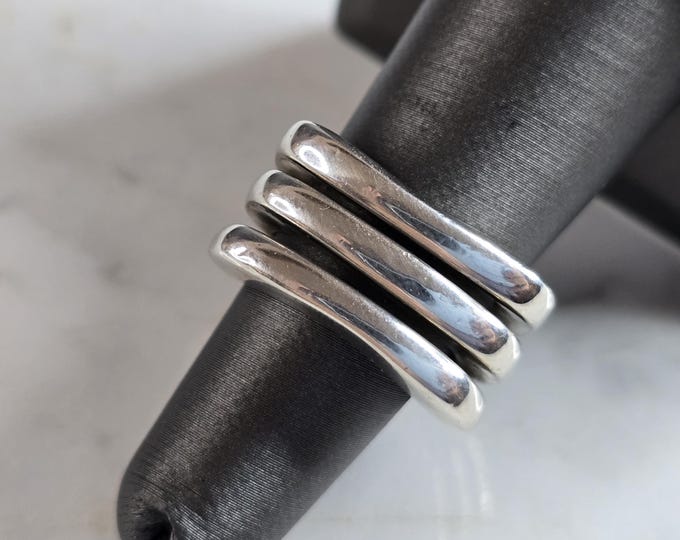 Womens Vintage Estate Sterling Silver Modernist Ring 10.0g E5264