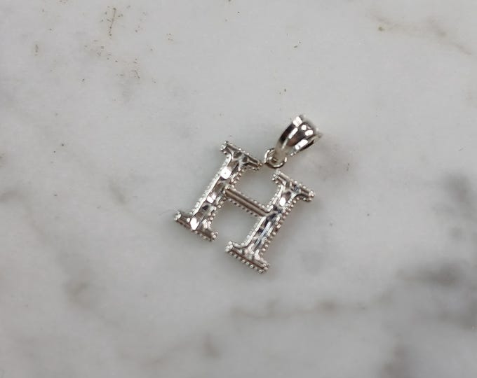 Womens Sterling Silver Initial Letter " H " Pendant 0.3g E6074