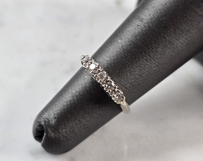Womens Vintage Estate 14K White Gold Diamond Ring, 2.3g E1616