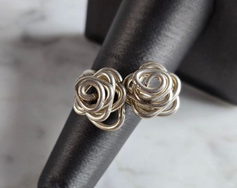 Womens Vintage Estate Sterling Silver Modernist Flower Ring 5.4g E7730