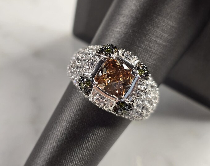 Womens Estate Sterling Silver Modernist Citrine Ring 8.2g E4891