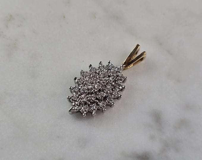 Womens Vintage Estate 10k Yellow Gold Diamond Pendant 1.6g E1483