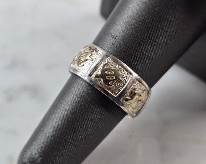 Womens Vintage Estate Sterling Silver Sea Turtle Ring 3.8g E4014