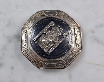 Womens Vintage Estate Sterling Silver Inca Mayan Brooch 10.0g E3682