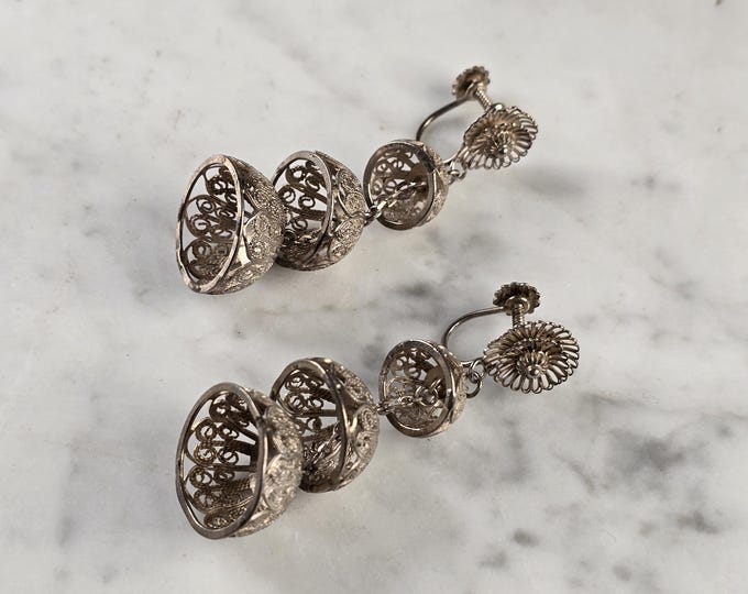 Womens Vintage Estate Sterling Silver Modernist Screw Back Earrings 11.7g E4705