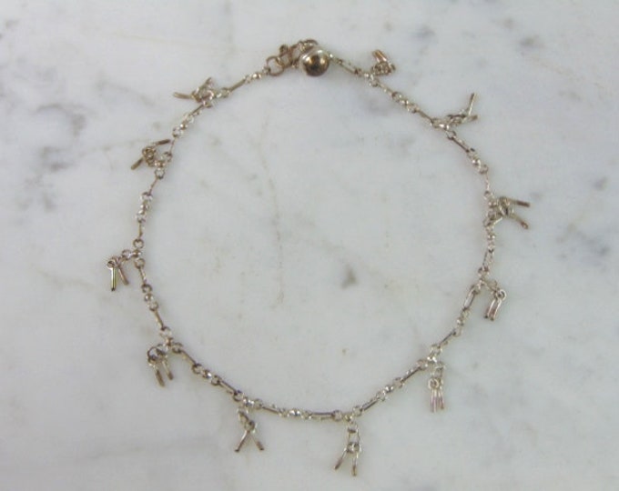 Womens Vintage Estate Sterling Silver Charm Bracelet 4.5g E2464
