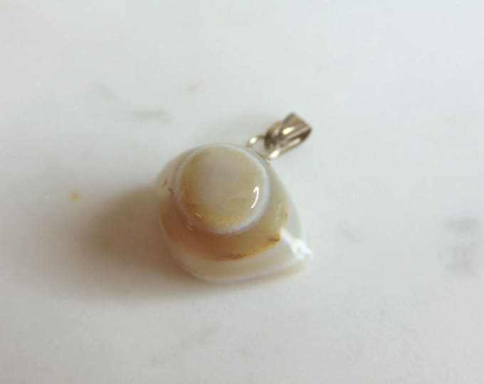 Womens Vintage Estate Sterling Silver Agate Pendant 4.6g E5467