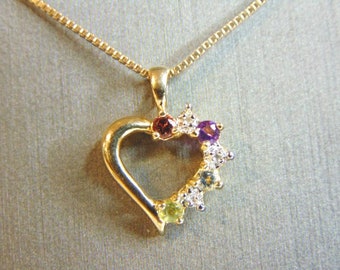 Womens Vintage Estate Sterling Silver Gold Tone Heart Pendant & Necklace 3.5g E5297