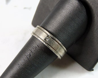 Womens Vintage Estate Sterling Silver Modernist CZ Ring 4.6g E1198