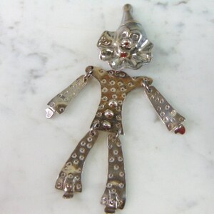 Womens Vintage Estate Sterling Silver Clown Brooch 21.5g E2068