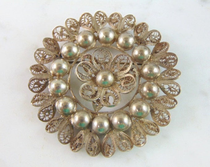 Womens Vintage Estate Sterling Silver Modernist Brooch 15.5g E5492