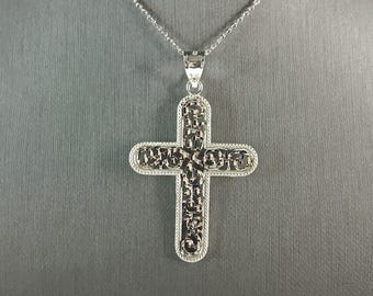 Womens Sterling Silver Religious Cross Pendant Necklace 5.1g E4994