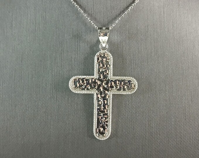 Womens Sterling Silver Religious Cross Pendant Necklace 5.1g E4994