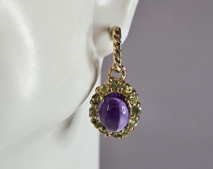 Womens Vintage Estate Sterling Silver Gold Tone Amethyst Earrings 7.1g E1316