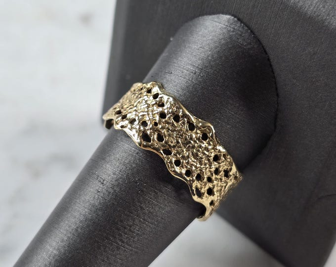 Vintage Estate 10K Yellow Gold Nugget Filigree Ring 3.3g E868