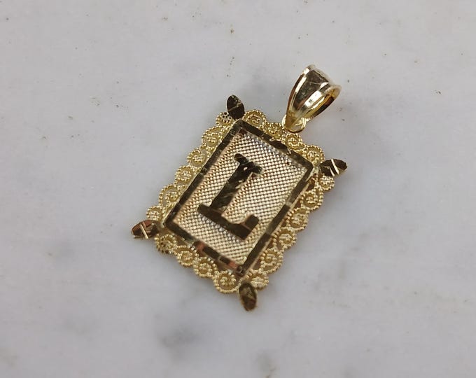 Womens Sterling Silver Gold Tone Initial Letter " L " Pendant 1.3g E7257