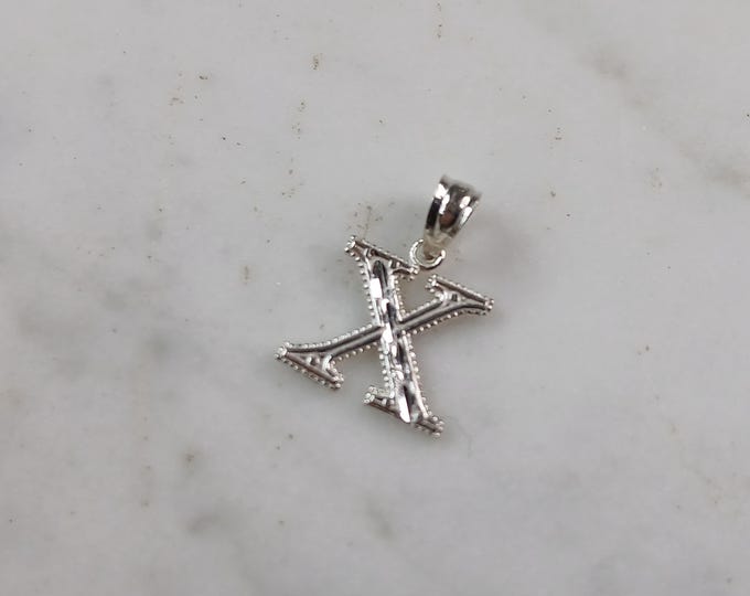 Womens Sterling Silver Initial Letter " X " Pendant 0.3g E6091
