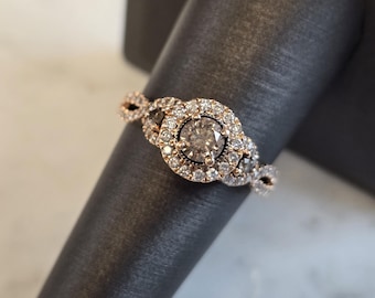 Exquisite Womens Vintage Estate 14K Rose Gold Diamond Ring 3.9g E1396