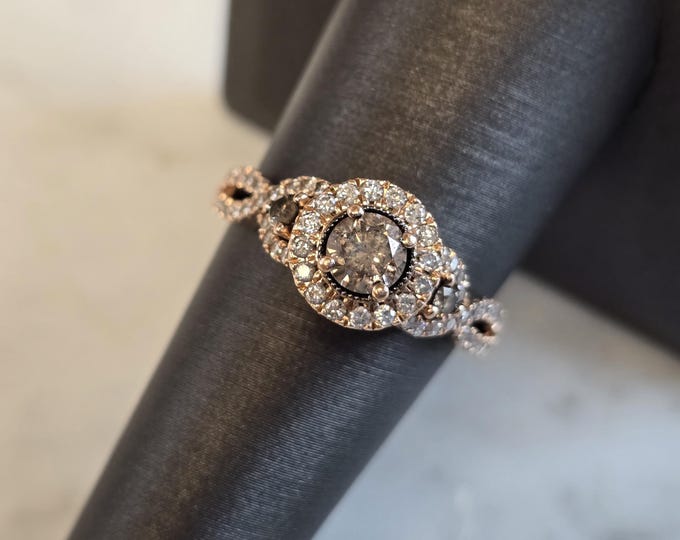 Exquisite Womens Vintage Estate 14K Rose Gold Diamond Ring 3.9g E1396