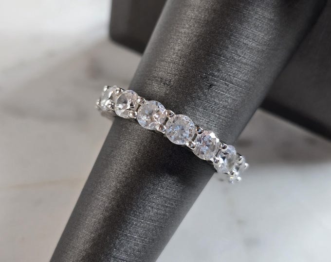 Womens Vintage Estate Sterling Silver Eternity CZ Ring 4.8g E5499