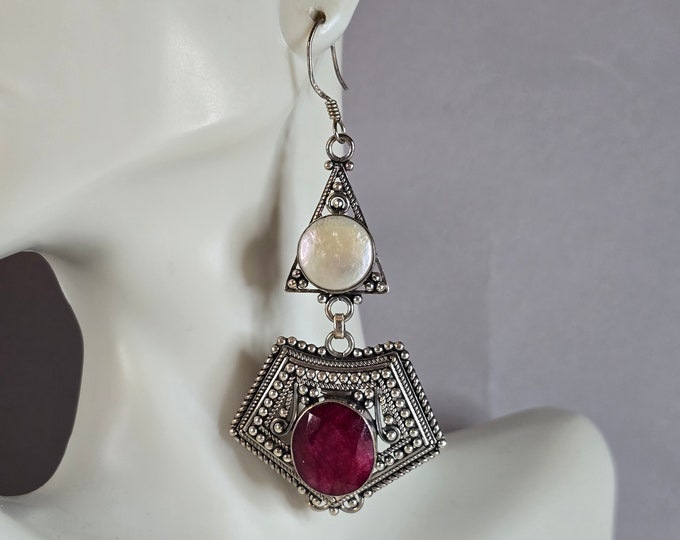 Womens Vintage Estate Sterling Silver Dangle Earrings 25.0g E7646