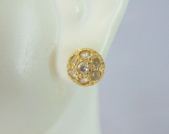 Womens Vintage Estate 14K Yellow Gold Stud CZ Earrings, 1.7g E5634
