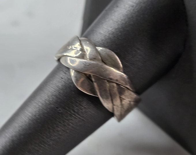 Womens Vintage Estate Sterling Silver Modernist Puzzle Ring 6.3g E4120