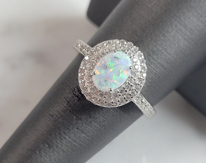 Womens Sterling Silver Modernist Opal Ring 3.0g E3902